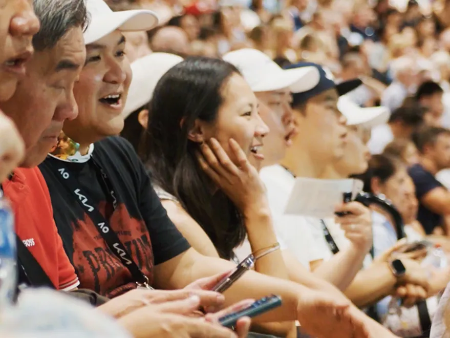 Spectators watching a match at the Australian Open.