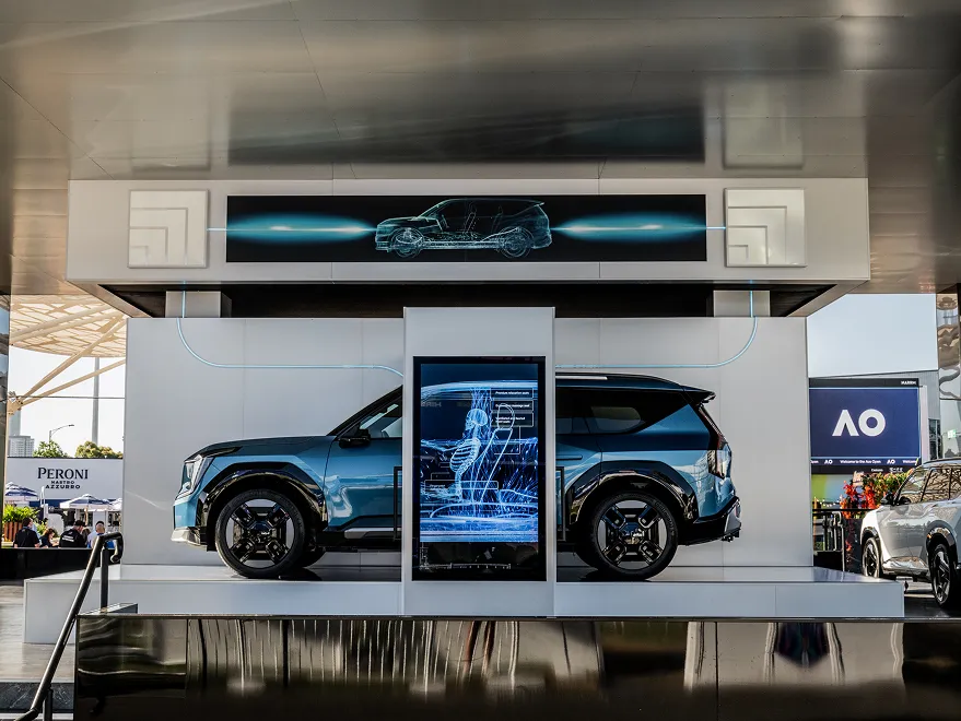 A Kia EV displayed at the Australian Open venue.