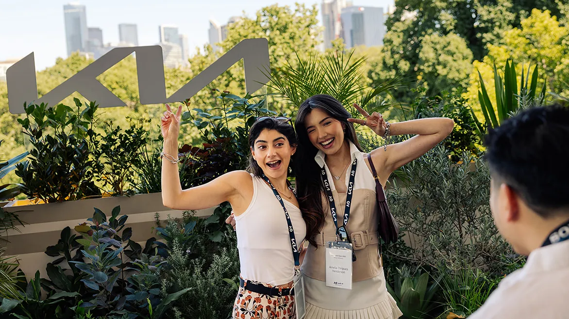 Image of influencers taking photos at a Kia event