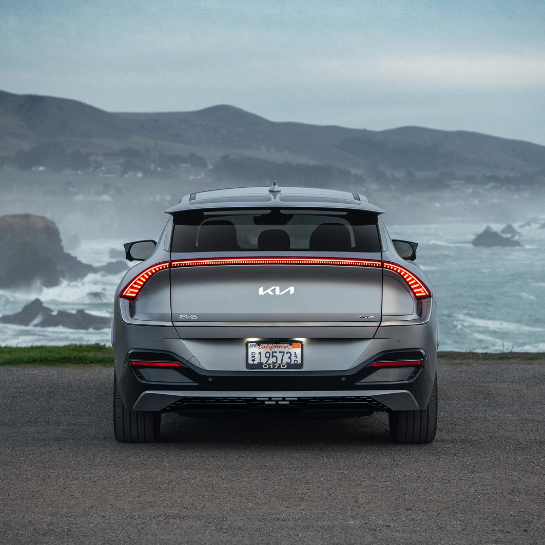Rear view image of the Kia EV6, winner of the 2023 North American Car of the Year