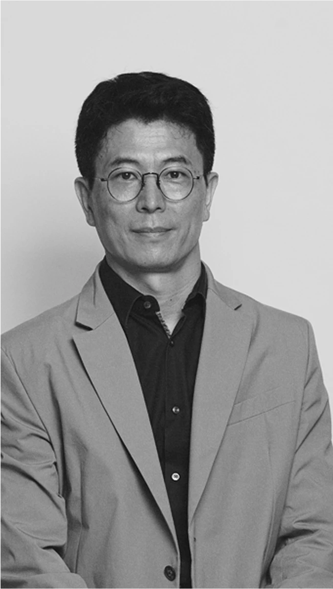 Black-and-white profile portrait of Jeongbin Moon, Head of Kia Next Design
