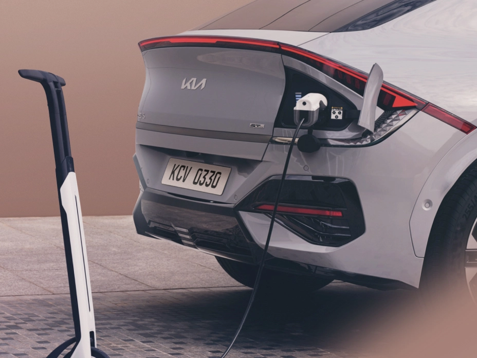 Image of using the V2L function at the rear of a Kia EV