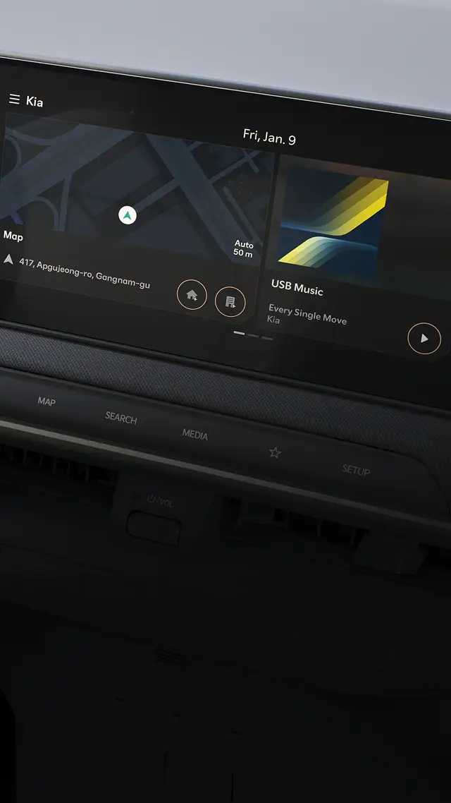 Kia EV2 infotainment screen and ambient lighting image
