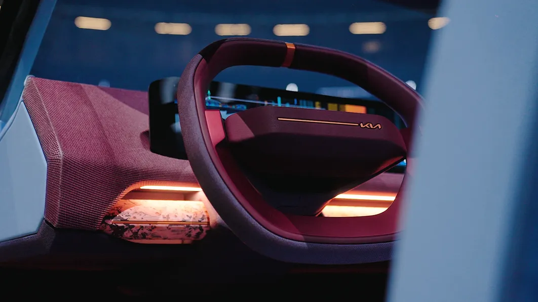 Kia EV2 interior steering wheel and dashboard design image