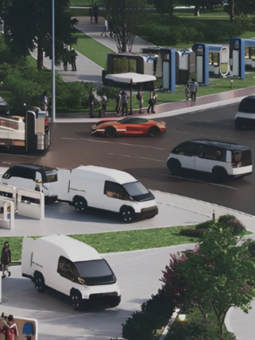 Image showing an autonomous vehicle driving on an urban road