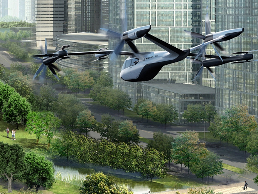 Image showing an AAM aircraft flying above natural surroundings