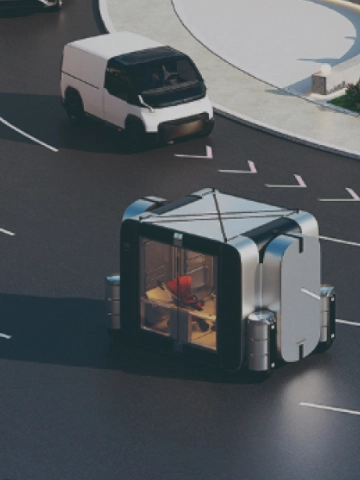 Image showing a smart city intersection with intelligent traffic systems
