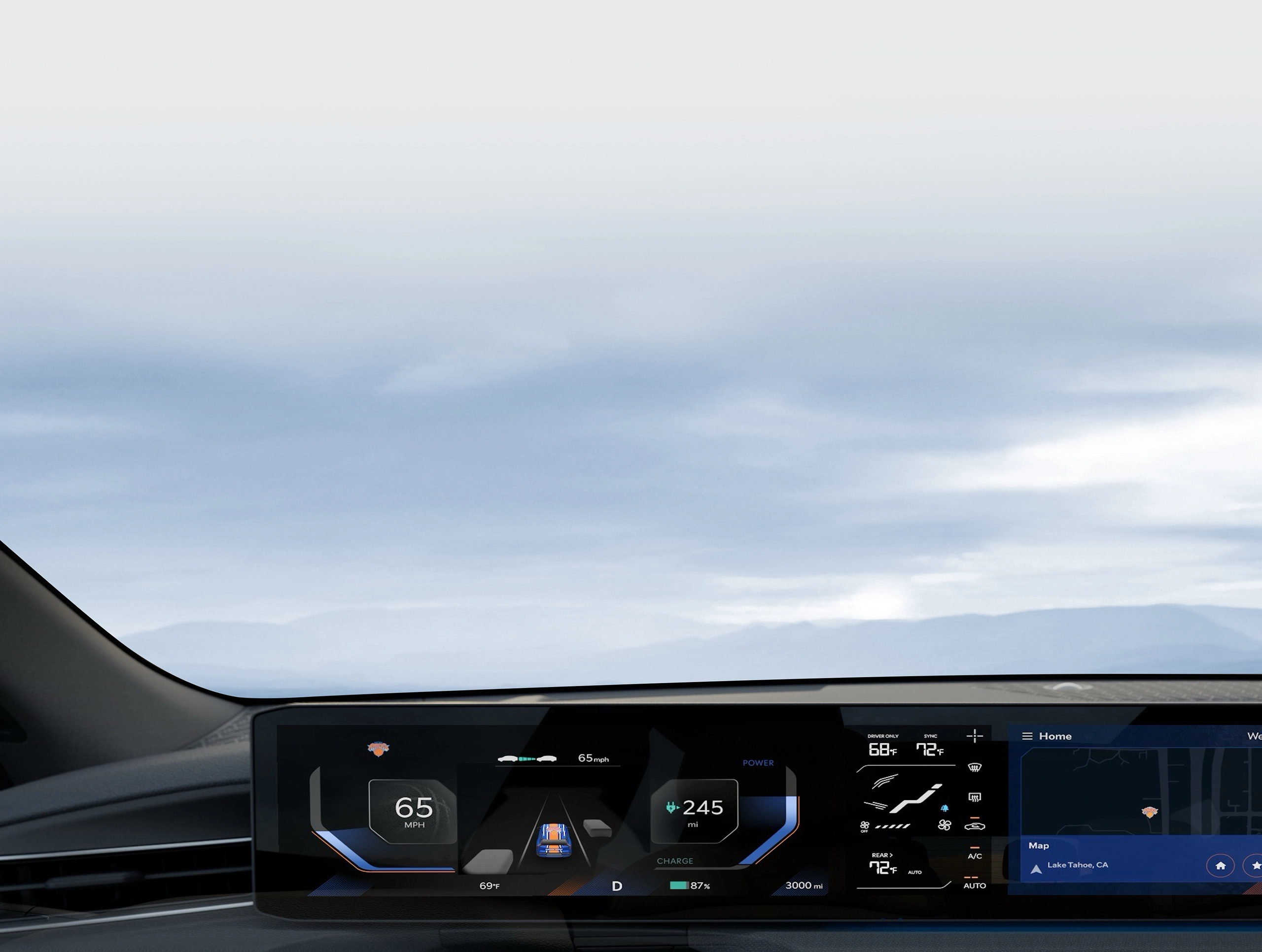 Image showing the Kia vehicle digital cluster and panoramic display