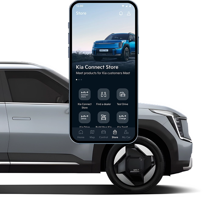 Image showing vehicle features connected with a smartphone