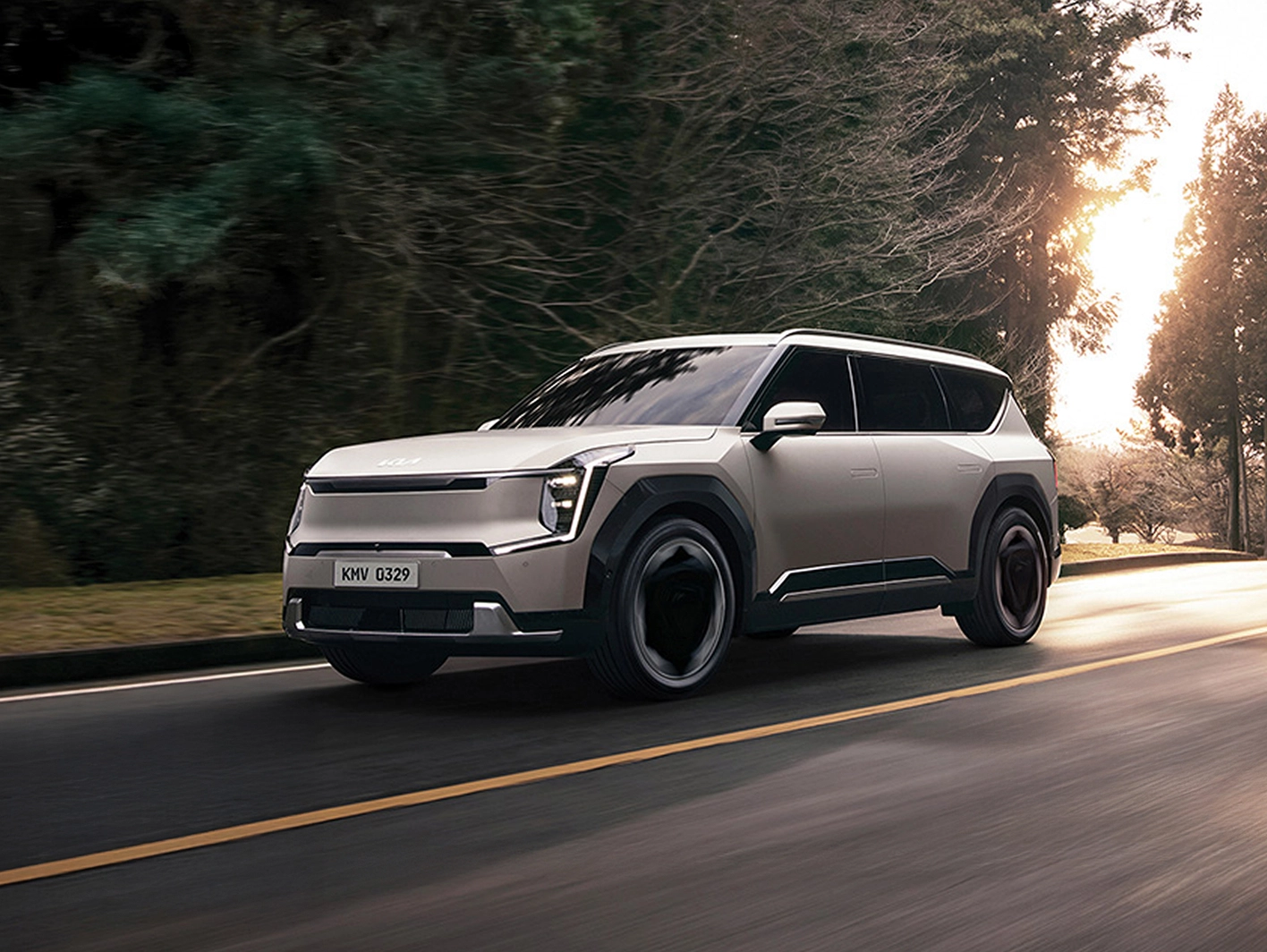 Image showing the Kia EV9 vehicle driving