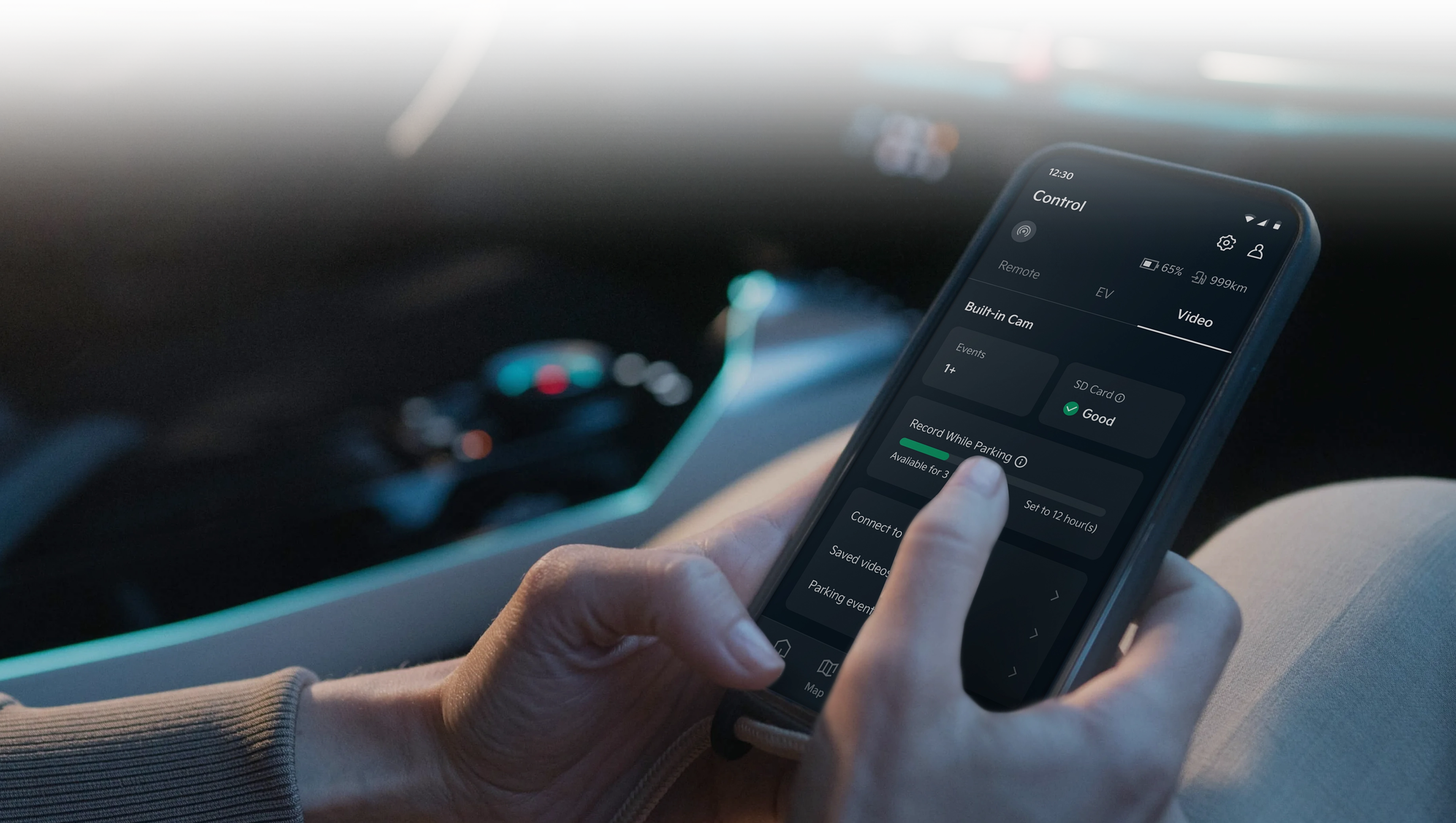 Image showing a mobile app controlling vehicle functions