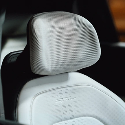 Interior view of a vehicle featuring bio-based polyurethane alternative materials