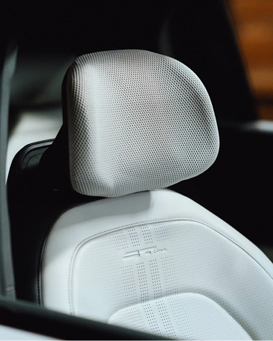 Interior view of a vehicle featuring bio-based polyurethane alternative materials