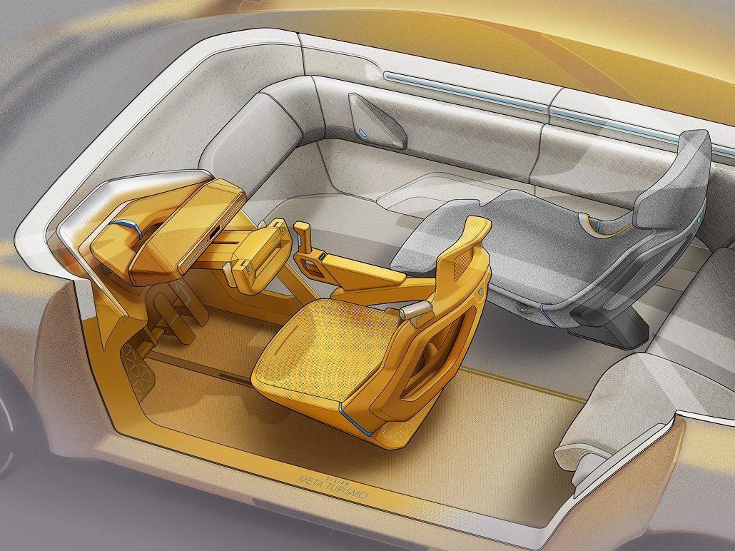 Image of interior spatial structure design of the Kia Vision Meta Turismo concept car
