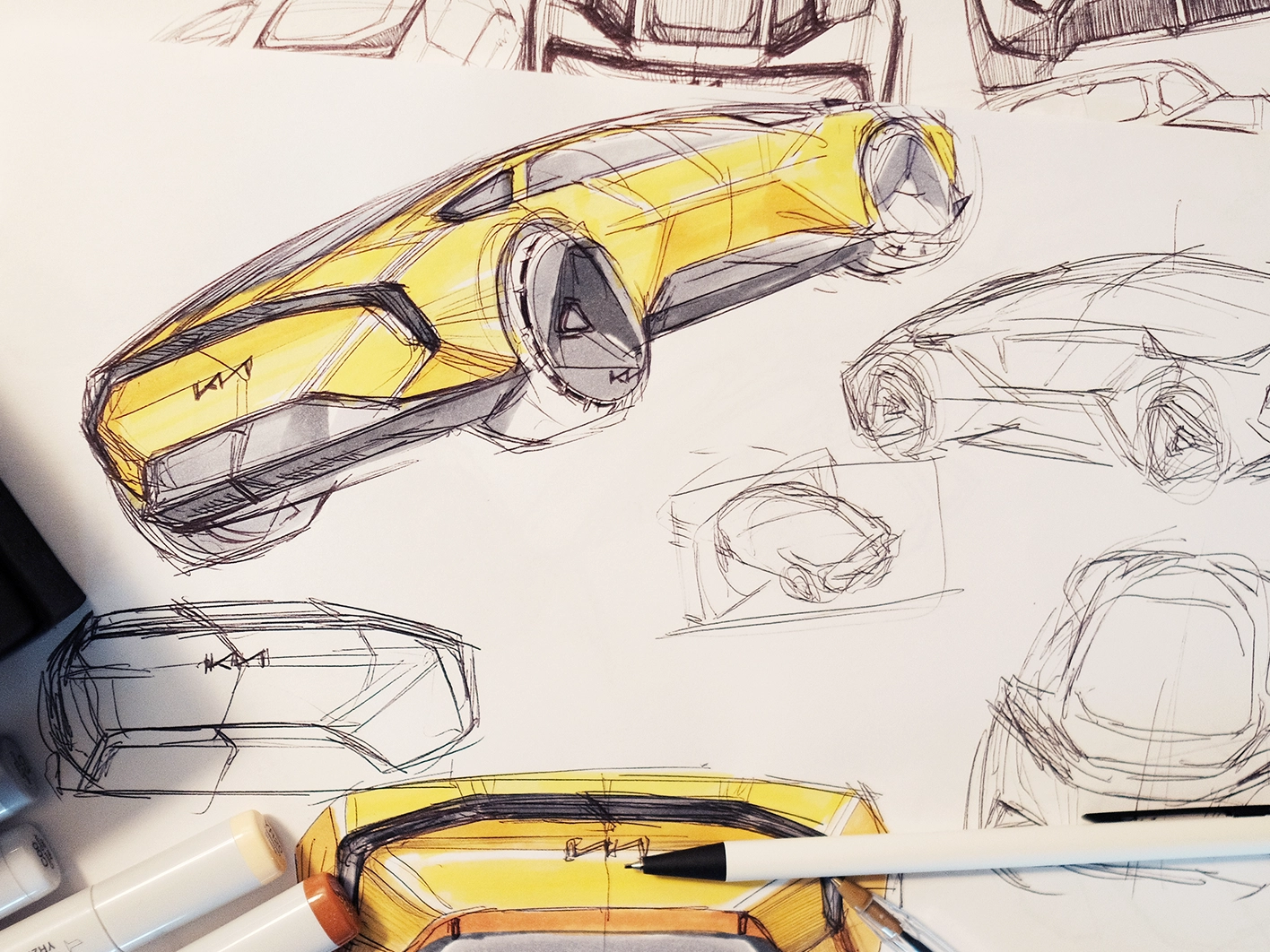 Image of exterior design sketches of Kia Vision Meta Turismo concept car