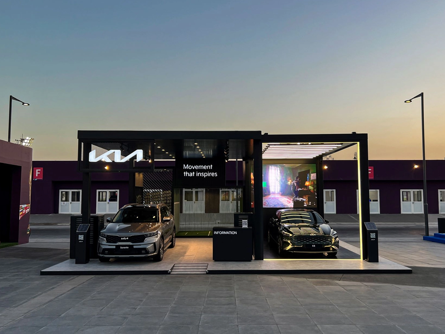 Image of Kia brand booth at a FIFA event venue