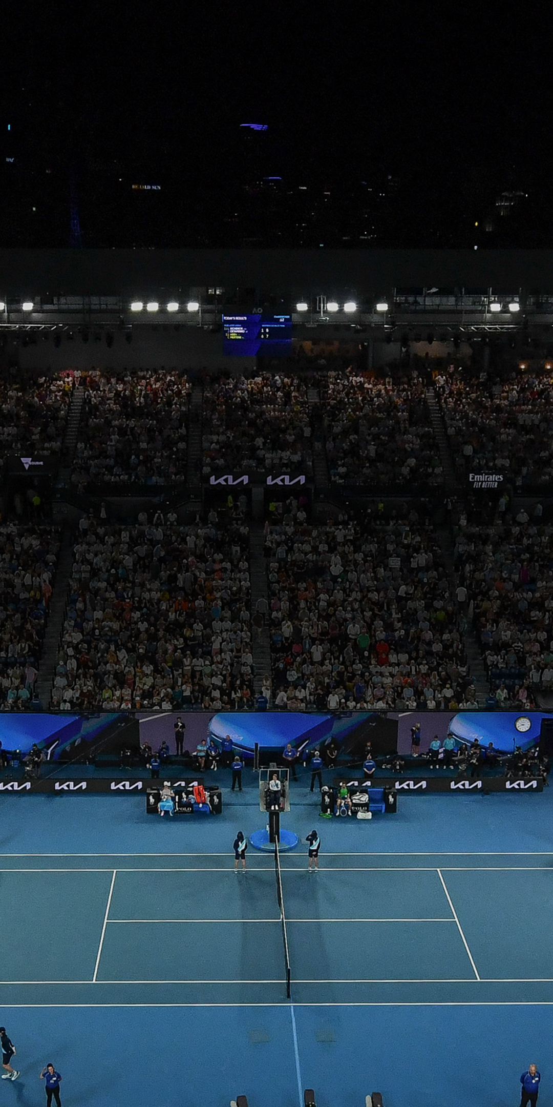 Panoramic view of a tennis stadium