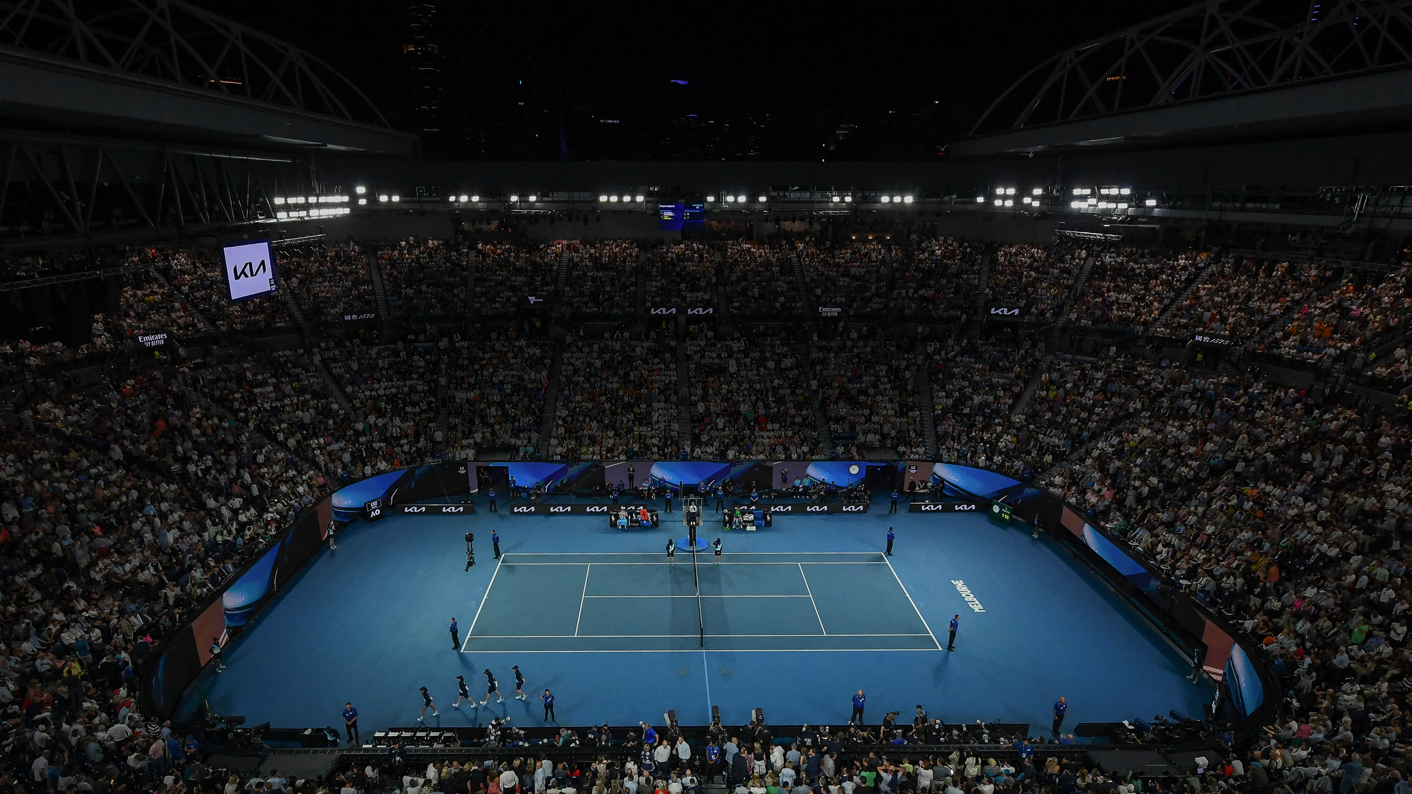 Panoramic view of a tennis stadium