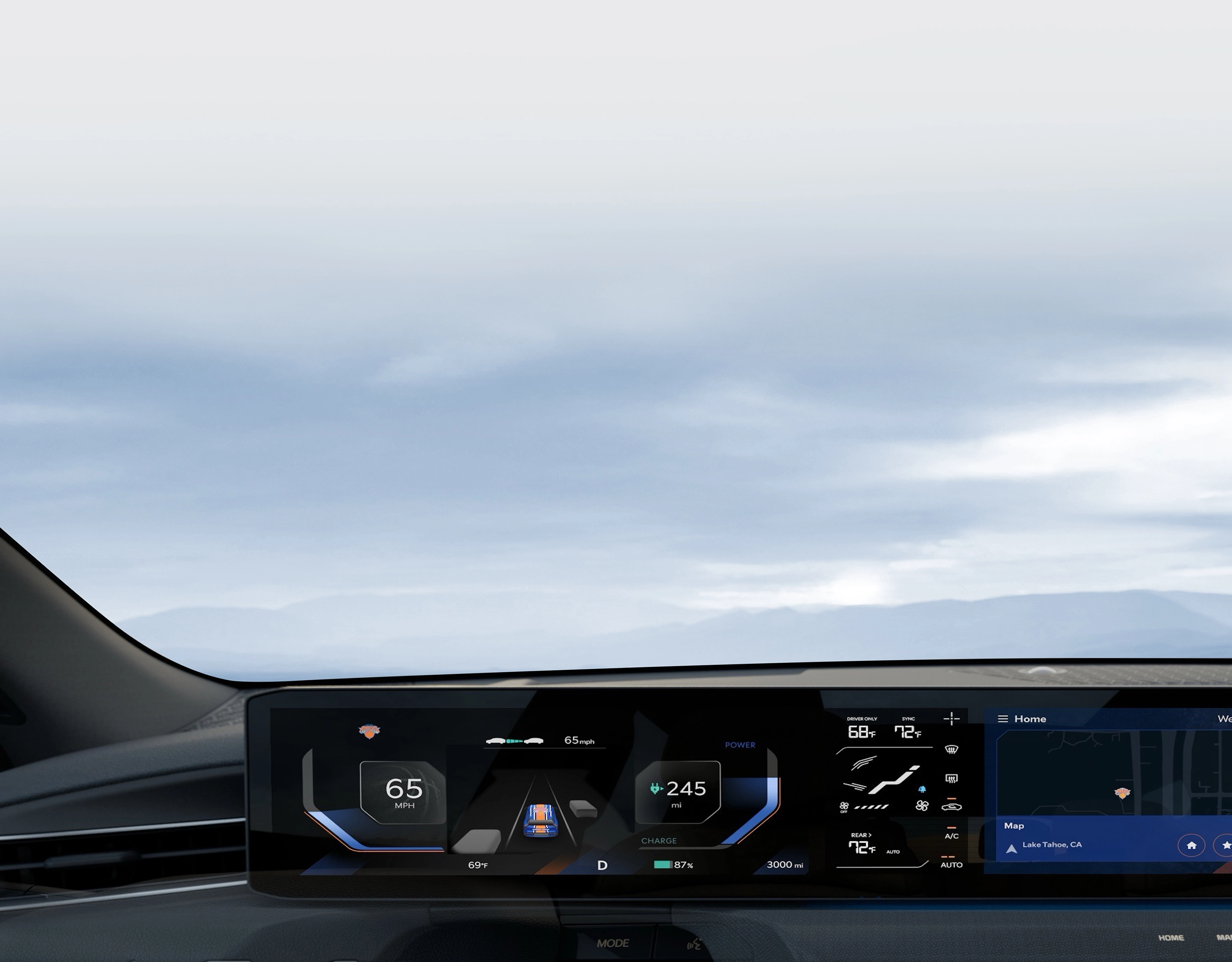 Image showing the Kia vehicle digital cluster and panoramic display