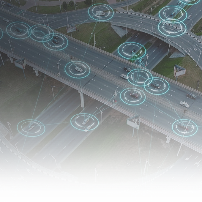 Image showing a smart transportation network based on connected vehicle data