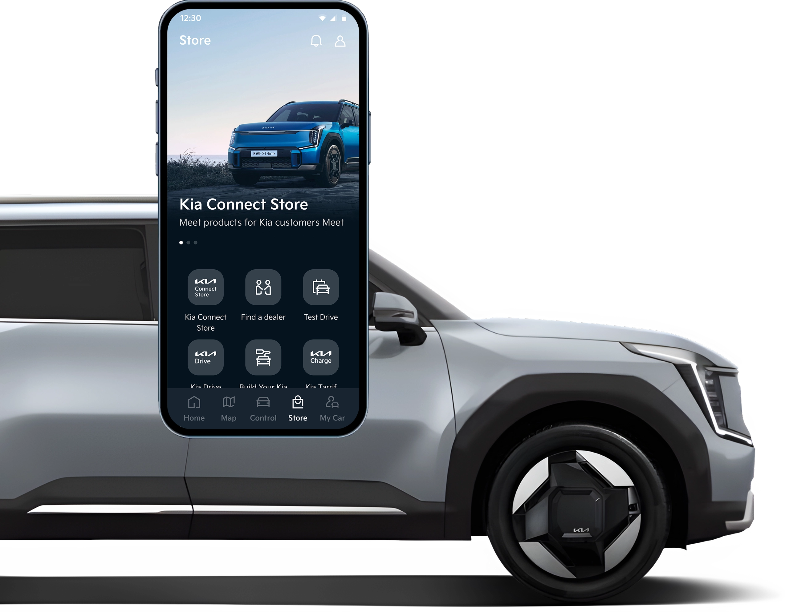Image showing vehicle features connected with a smartphone