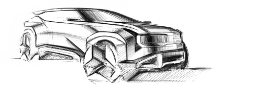 Design sketch of the Seltos front three-quarter view.