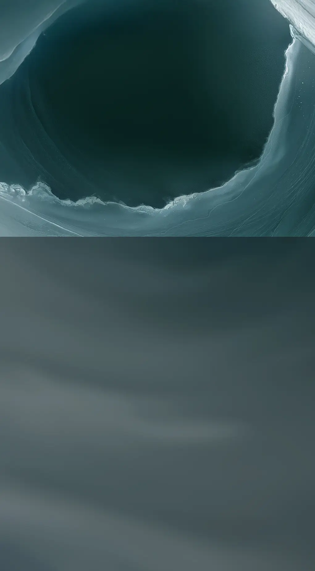 Close-up of curved patterns in teal glacial layers.