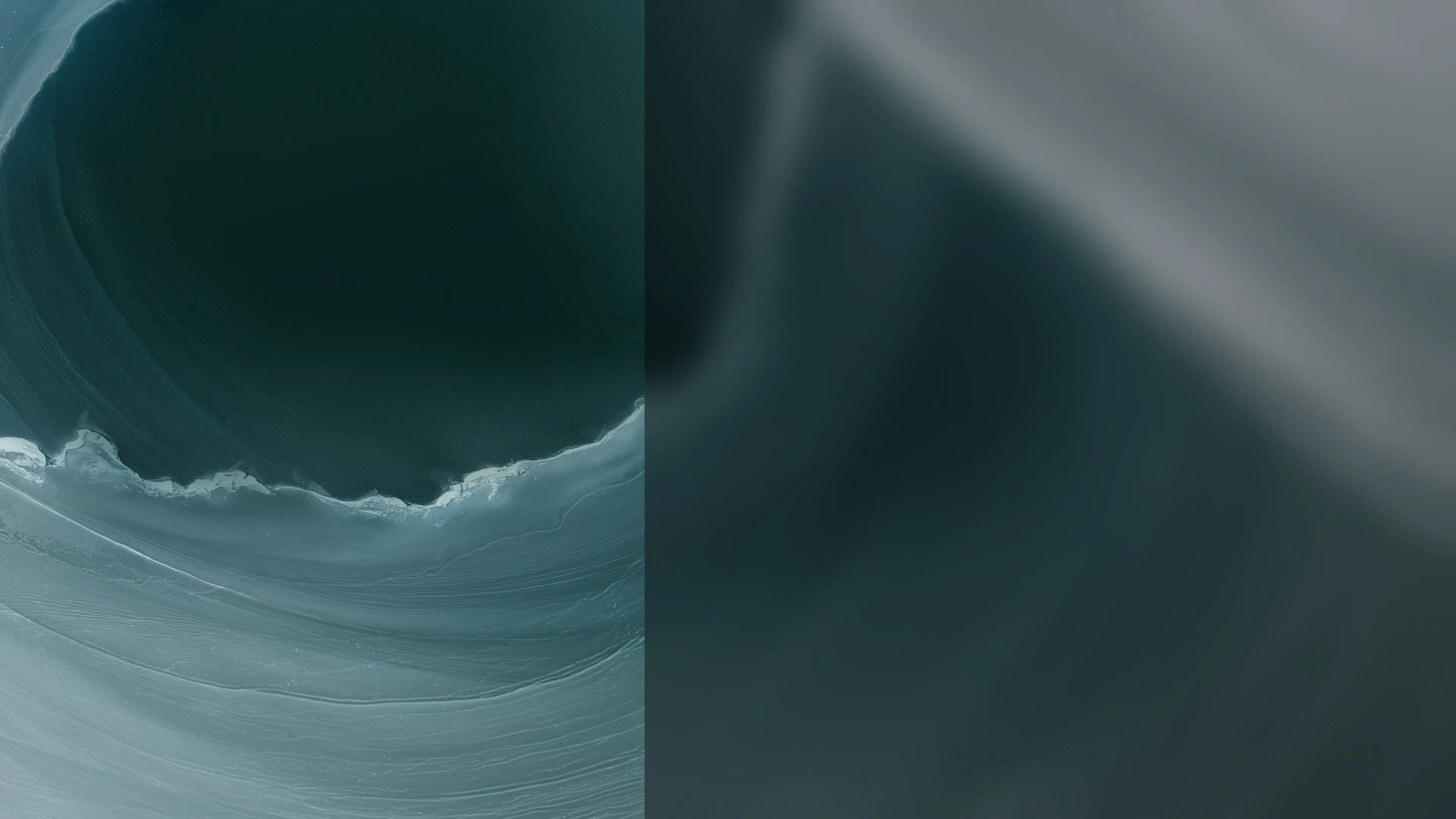 Close-up of curved patterns in teal glacial layers.