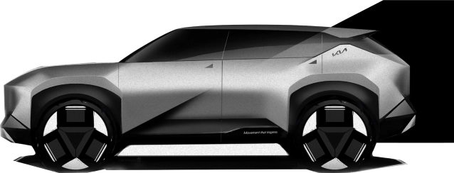 Design sketch of the Seltos side profile.