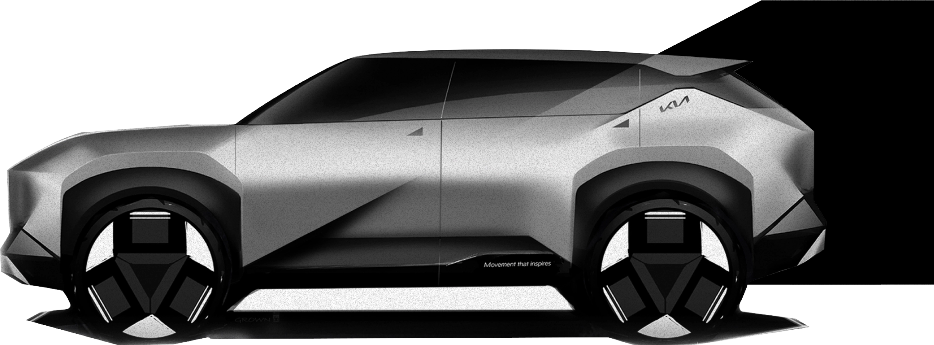 Design sketch of the Seltos side profile.