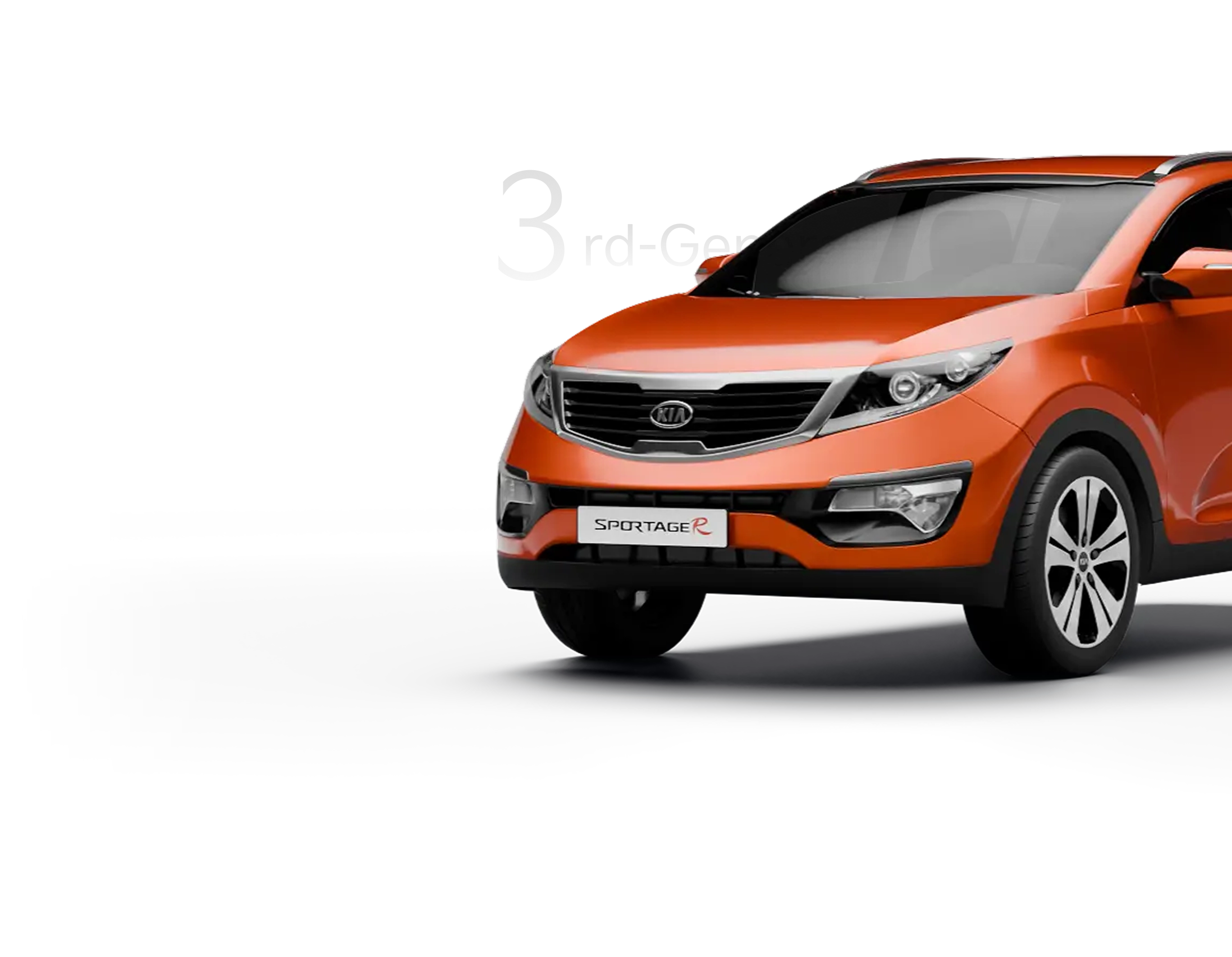 Front three-quarter exterior view of the third-generation Kia Sportage
