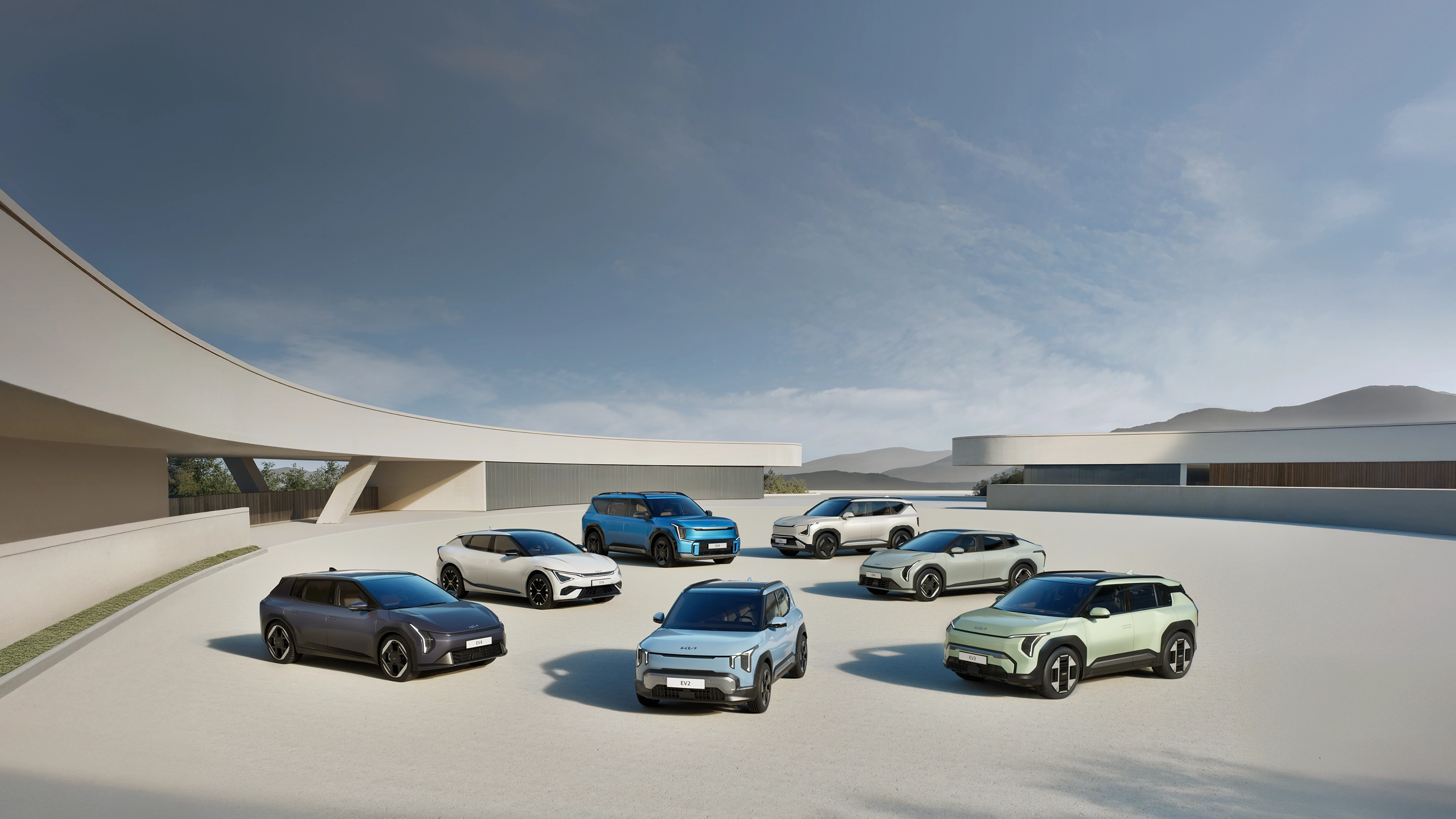 Packshot image of the Kia EV lineup